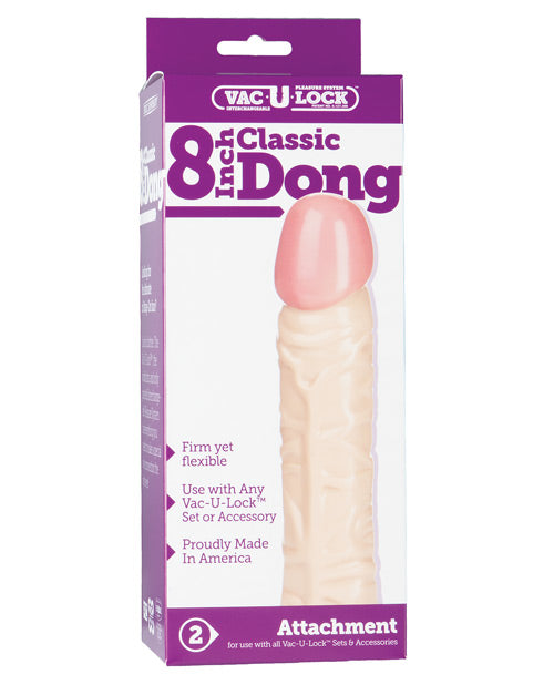 Vac-U-Lock 8" Classic Dong - White