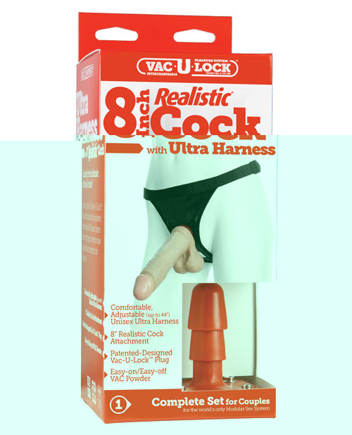 Ultra Harness 2 Set 3 w/8" Realistic Dong & Powder