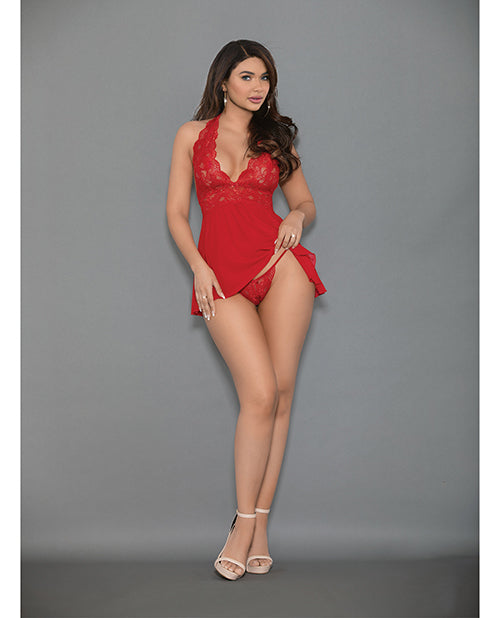 'euphoria Shorty Babydoll & Open Panty Red O/s