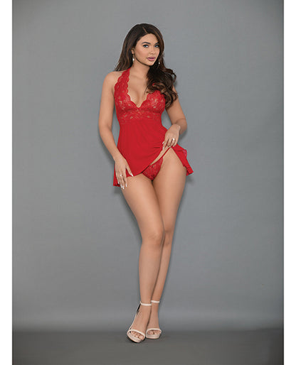 'euphoria Shorty Babydoll & Open Panty Red O/s