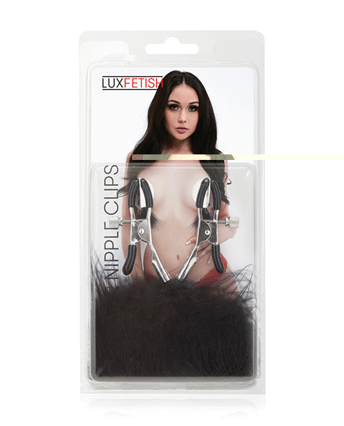 Lux Fetish Feather Nipple Clips - Black
