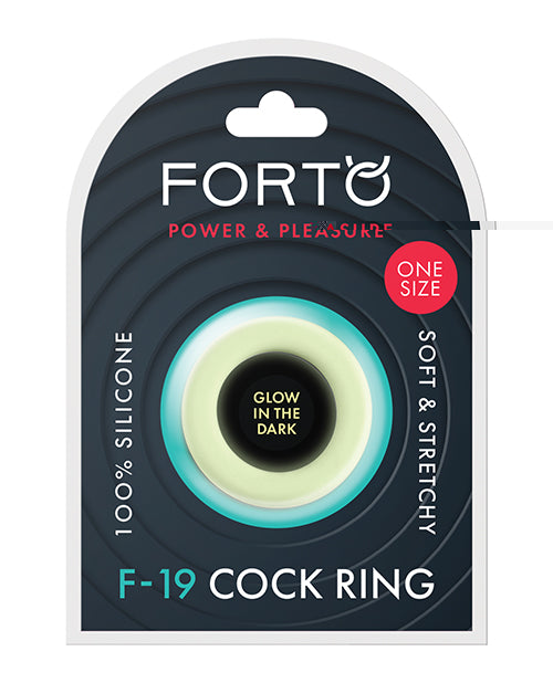 Forto F-19 Two Tone Liquid Silicone Cock Ring - Black/Glow in the Dark