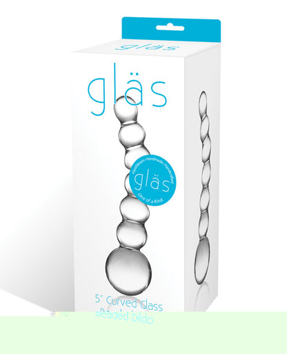 Glas 5" Curved Glass Beaded Dildo