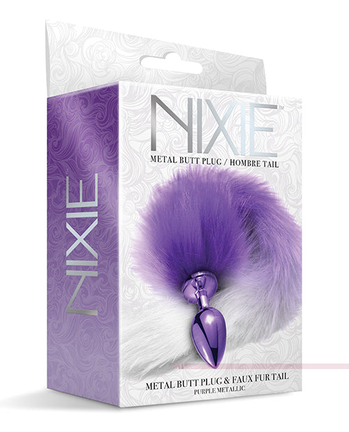 Nixie Metal Butt Plug w/Faux Fur Tail - Purple Metallic