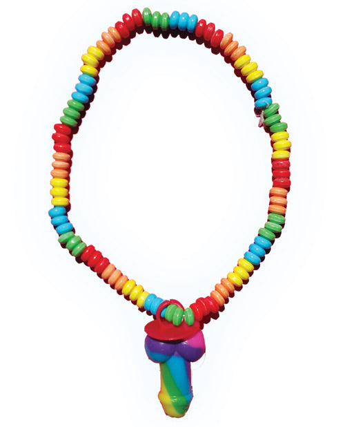 Rainbow Stretchy Cock Candy Necklace