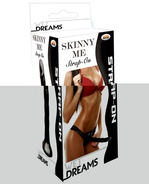 Wet Dreams Skinny Me 7" Strap on w/Harness - Black