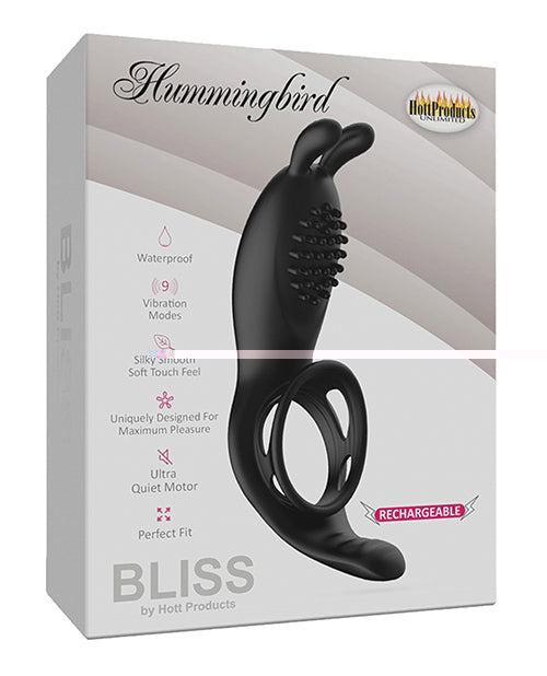 Bliss Hummingbird Vibrating Cock Ring - Black