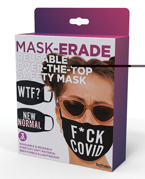 Hott Products Mask-erade Masks - F Covid/WTF?/New Normal X Pack of 3