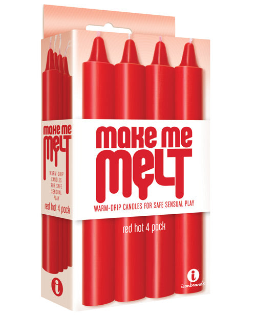 The 9's Make Me Melt Sensual Warm Drip Candles - Red Hot Pack of 4