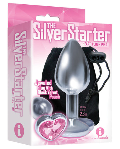 The 9's The Silver Starter Bejeweled Heart Stainless Steel Plug - Pink