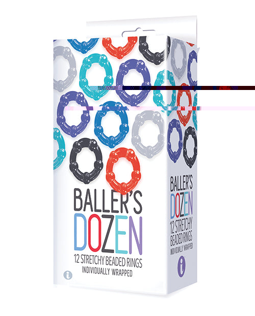 The 9's Baller's Dozen Beaded 12pc Cockring Set - Asst. Colors