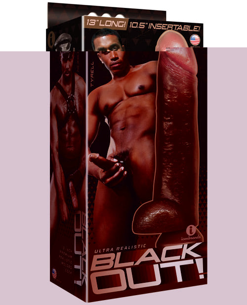 Icon Male Blackout 12.75" Realistic Cock & Balls w/Suction Cup - Black