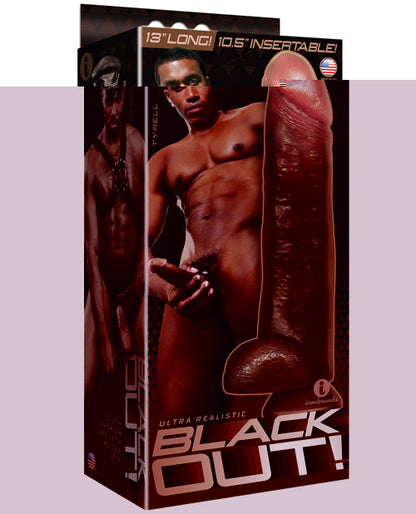 Icon Male Blackout 12.75" Realistic Cock & Balls w/Suction Cup - Black