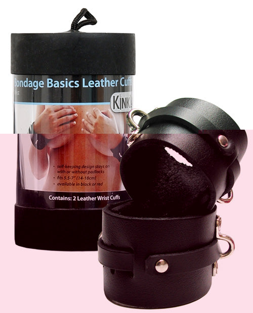 KinkLab Leather Wrist Cuffs - Black