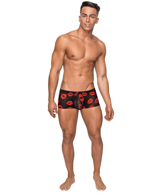 'kiss Me Stretch Mesh Mini Short Blk/rd Lg