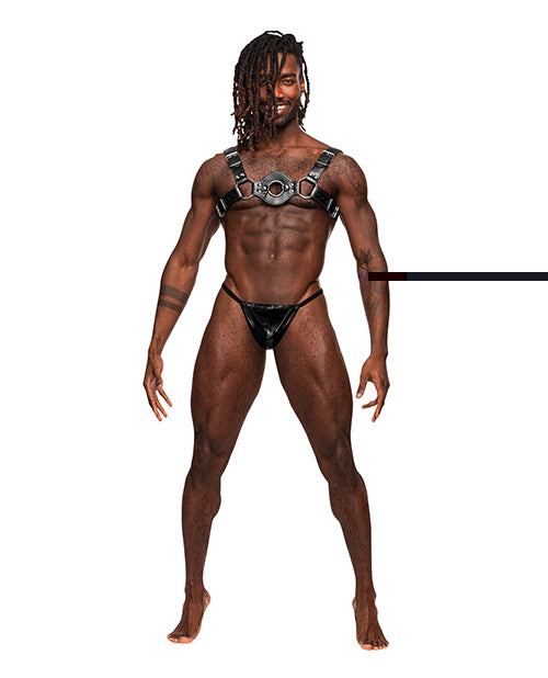 Libra PU Leather Chest Harness Black O/S