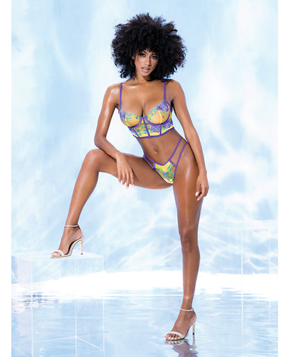 'embroidered Bralette & Strappy Panty Tuscany Yellow S/m