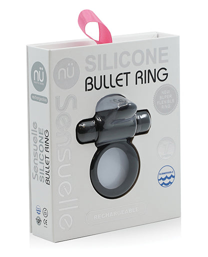 Nu Sensuelle Rev Silicone 7 Function Bullet Ring w/Flutter Tip  - Black