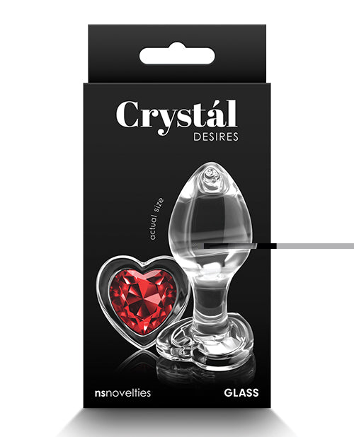 Crystal Desires Glass Heart Gem Butt Plug Medium - Red