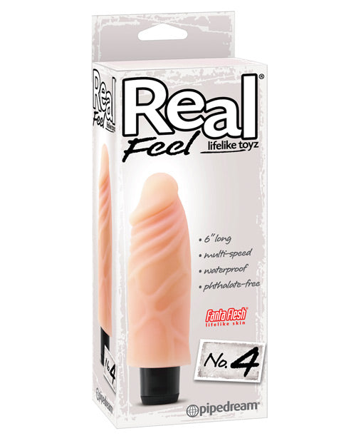 Real Feel No. 4  Long 6" Vibe Waterproof - Mutli-speed Flesh