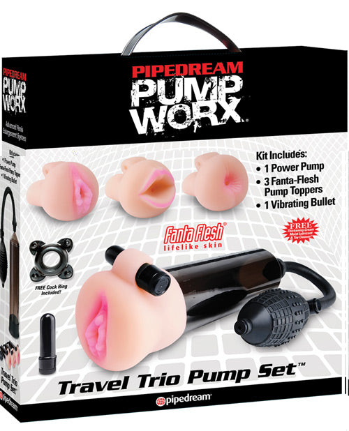 Pump Worx Travel Trio Pump Set - Power Pump, Bullet & 3 Attch.