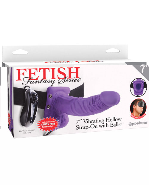 Fetish Fantasy Series 7" Vibrating Hollow Strap On w/Balls - Purple