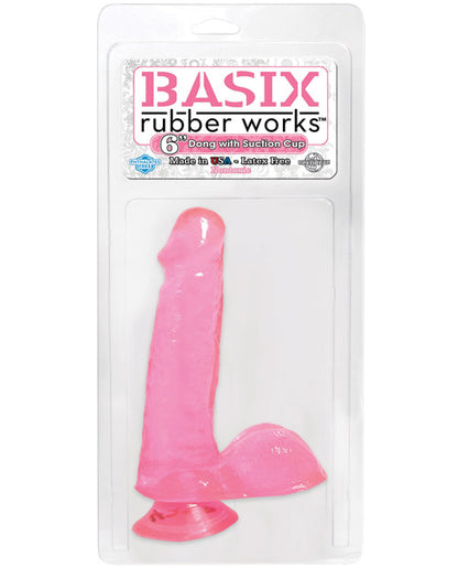 Basix Rubber Works 6" Dong w/Suction Cup - Pink