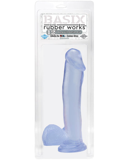 Basix Rubber Works 12" Dong w/Suction Cup - Clear