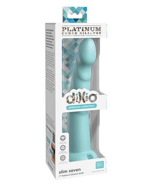 Dillio Platinum 7" Slim Seven Silicone Dildo - Teal