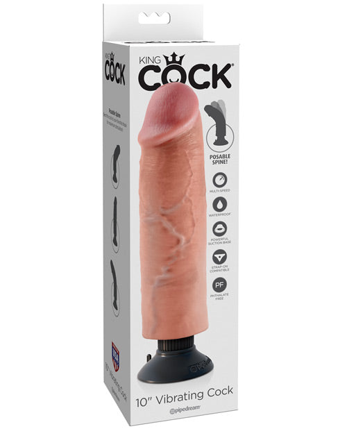 King Cock 10" Vibrating Cock - Flesh