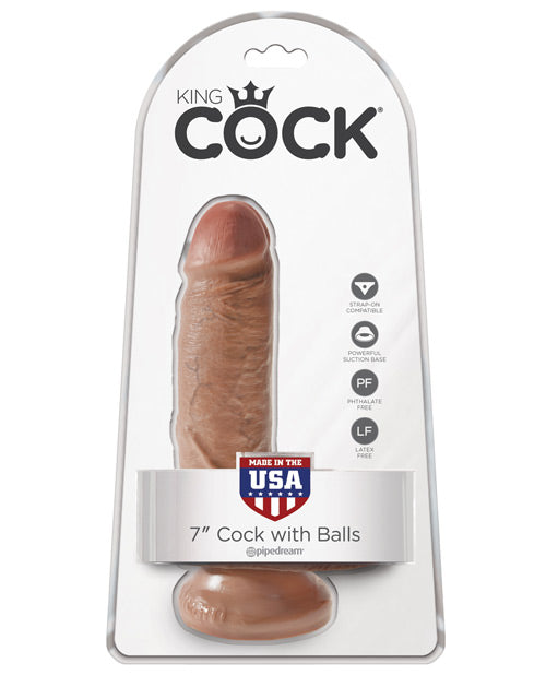 King Cock 7" Cock w/Balls - Tan