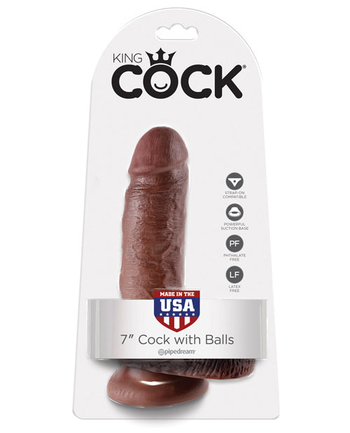 King Cock 7" Cock w/Balls - Brown