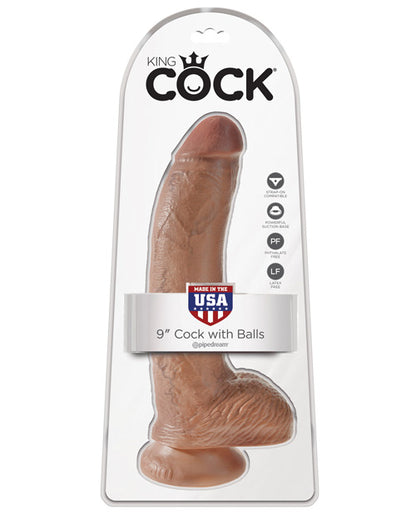 King Cock 9" Cock w/Balls - Tan