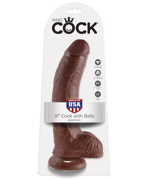 King Cock 9" Cock w/Balls - Brown