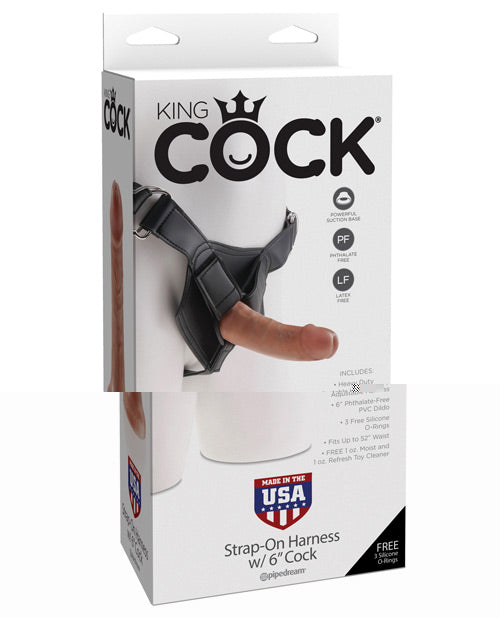 King Cock Strap-On Harness w/6" Cock - Tan