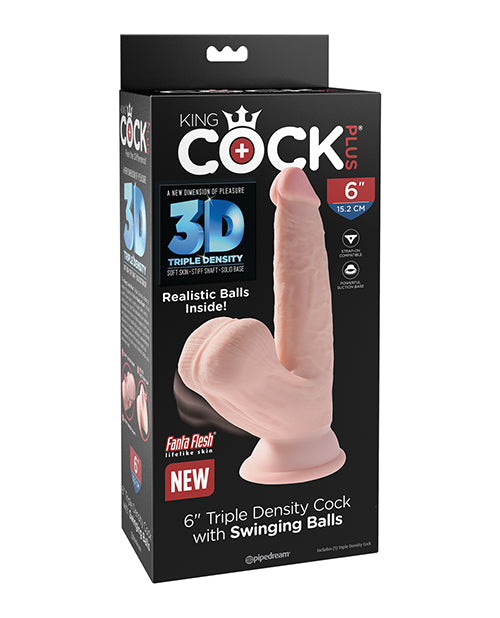 King Cock Plus 6" Triple Density Cock w/Swinging Balls - Ivory