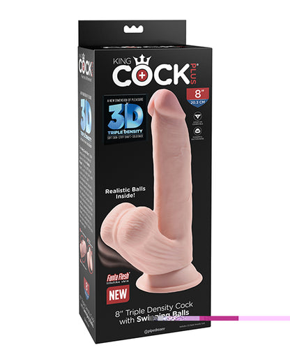 King Cock Plus 8" Triple Density Cock w/Swinging Balls - Ivory