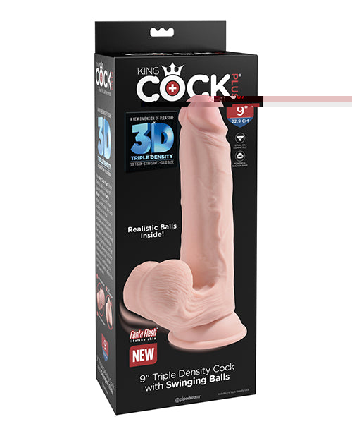 King Cock Plus 9" Triple Density Cock w/Swinging Balls - Ivory