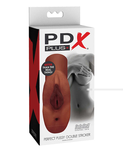 PDX Plus Perfect Pussy Double Stroker - Brown