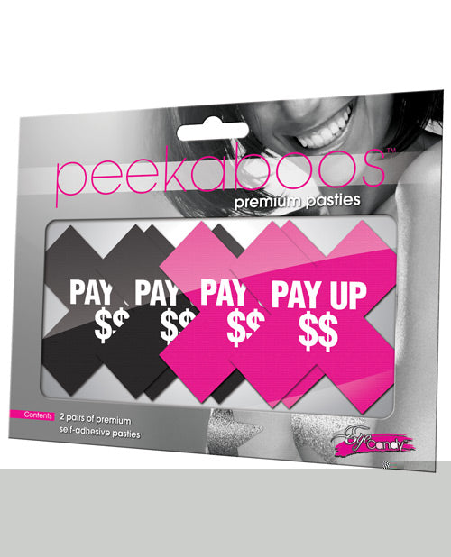 Peekaboos Pay Up Pasties - 2 Pairs 1 Black/1 Pink