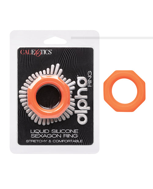 Alpha Liquid Silicone Sexagon Ring - Orange