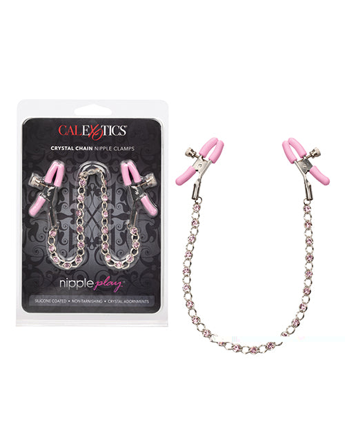 Nipple Play Crystal Chain Nipple Clamps - Pink
