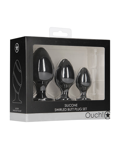 Shots Ouch Swirled Butt Plug Set - Black