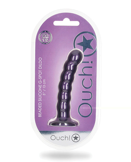 Shots Ouch 5" Beaded G-Spot Dildo - Metallic Purple