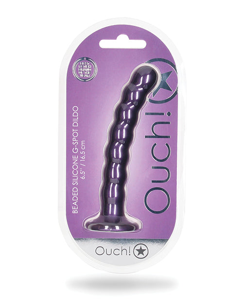 Shots Ouch 6.5" Beaded G-Spot Dildo - Metallic Purple