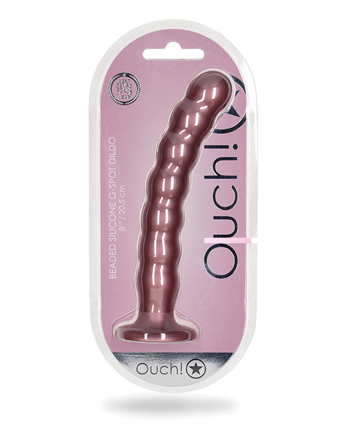 Shots Ouch 8" Beaded G-Spot Dildo - Rose Gold