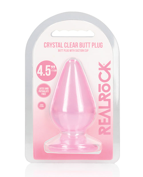 Shots RealRock Crystal Clear 4.5" Anal Plug - Pink