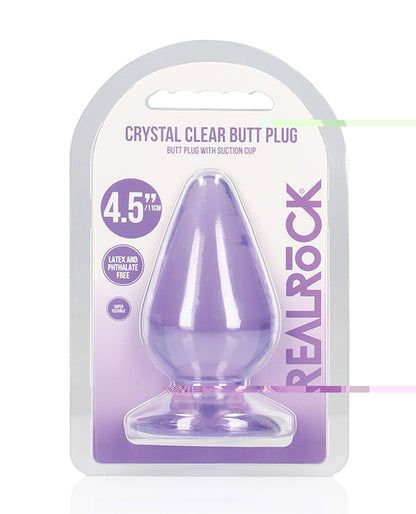 Shots RealRock Crystal Clear 4.5" Anal Plug - Purple