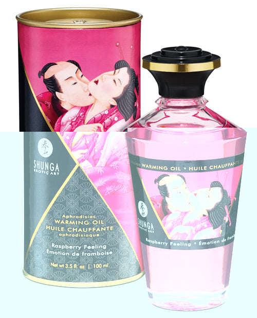 Shunga Warming Oil - 3.5 oz Raspberry Feeling