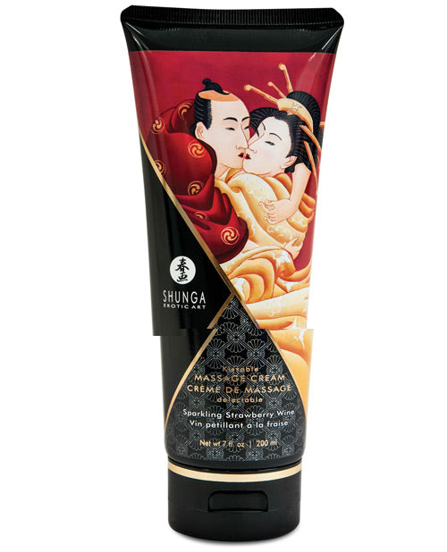 Shunga Kissable Massage Cream - 7 oz Sparkling Strawberry Wine